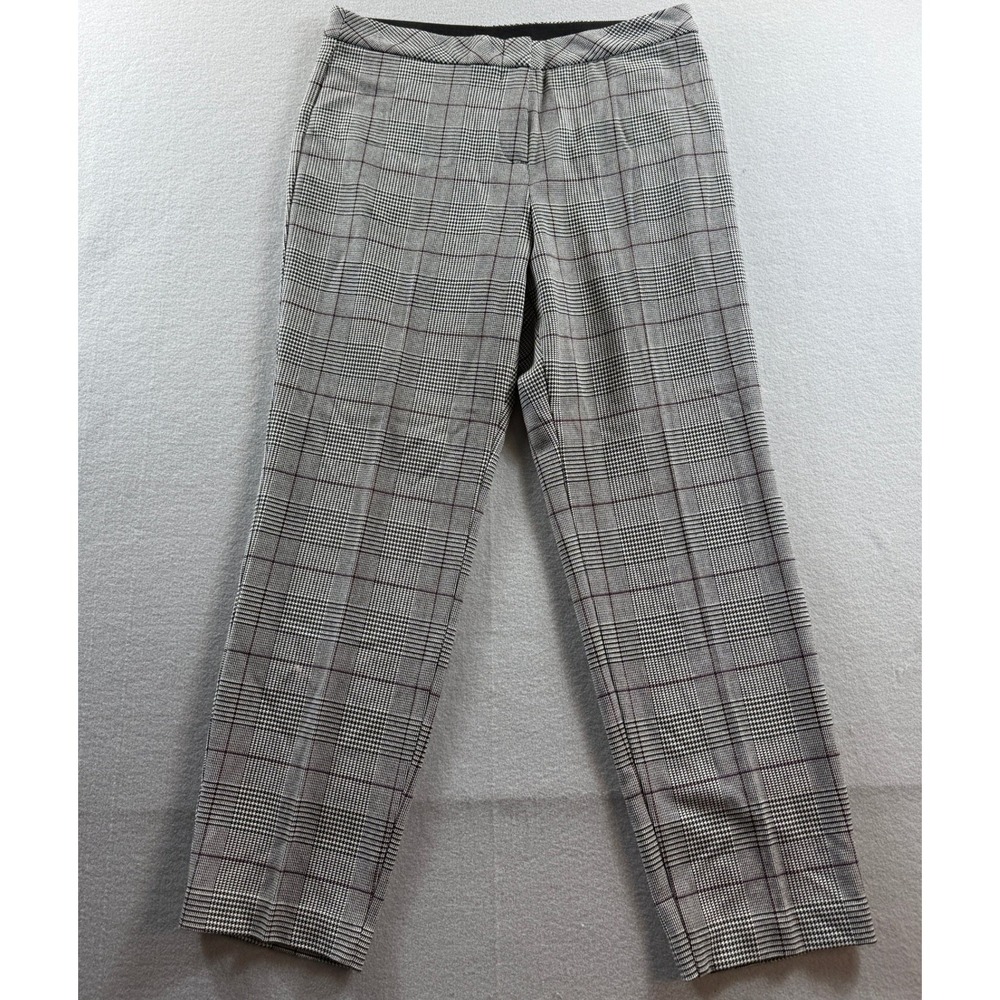 Investments Dress Pants Womens 12R Black White Plaid Glen Check Straight 34x30